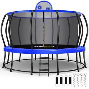 Zupapa 1800LBS Capacity Double Frame Trampoline 16 15 14 12FT No-Gap Safety Design Curved Poles & Basketball Hoop 10-Year Quality Assurance Perfect for Kids & Family Outdoor Fun Zupapa 1800LBS Capacity Double Frame Trampoline 16 15 14 12FT No-Gap Safety Design Curved Poles & Basketball Hoop 10-Year Quality Assurance Perfect for Kids & Family Outdoor Fun