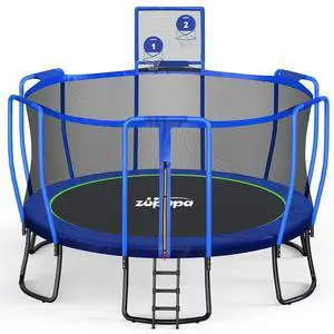 Zupapa 1800LBS Capacity No-Gap Design 16 15 14 12 10FT Trampoline with Safety Enclosure Net and Non-Slip Ladder 10-Year Quality Assurance Perfect for Kids Family Outdoor Backyard Fun Zupapa 1800LBS Capacity No-Gap Design 16 15 14 12 10FT Trampoline with Safety Enclosure Net and Non-Slip Ladder 10-Year Quality Assurance Perfect for Kids Family Outdoor Backyard Fun