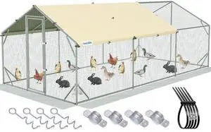 18x9x6.6ft Large Metal Chicken Coop Run with Side Hardware Cloth | Elite Series Walk-in Outdoor Poultry Cage Heavy Duty Predator Proof Hen Duck Rabbit Farm Pen House, Waterproof Anti-UV Cover 18x9x6.6ft Large Metal Chicken Coop Run with Side Hardware Cloth | Elite Series Walk-in Outdoor Poultry Cage Heavy Duty Predator Proof Hen Duck Rabbit Farm Pen House, Waterproof Anti-UV Cover