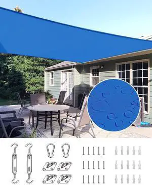 12x16 ft Waterproof Sun Shade Sail for Patios 185G Polyester Fabric Cloth, 98% UV Block Outdoor Awning Shelter for Commercial, Backyard, Garden, Deck, Hardware Kit Included 12x16 ft Waterproof Sun Shade Sail for Patios 185G Polyester Fabric Cloth, 98% UV Block Outdoor Awning Shelter for Commercial, Backyard, Garden, Deck, Hardware Kit Included