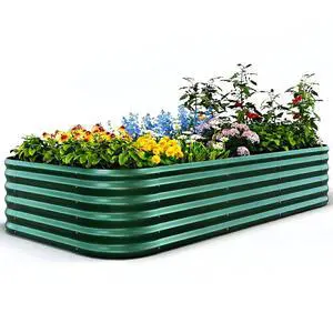Galvanized Oval Raised Garden Bed Kit, 8x4x1.5 ft | Metal Planter Box Tall for Vegetables Outdoor Backyard, Strengthened by Crossbar, Green Galvanized Oval Raised Garden Bed Kit, 8x4x1.5 ft | Metal Planter Box Tall for Vegetables Outdoor Backyard, Strengthened by Crossbar, Green
