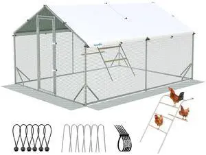 Advanced 12x9 ft Metal Chicken Coop Run with Climbing Ladder | Large Walk-in Outdoor Poultry Cage Heavy Duty Predator Proof Hen Duck Rabbit Farm Pen House, Waterproof Anti-UV Cover Advanced 12x9 ft Metal Chicken Coop Run with Climbing Ladder | Large Walk-in Outdoor Poultry Cage Heavy Duty Predator Proof Hen Duck Rabbit Farm Pen House, Waterproof Anti-UV Cover
