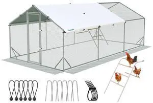 Advanced 18x9 ft Metal Chicken Coop Run with Climbing Ladder | Large Walk-in Outdoor Poultry Cage Heavy Duty Predator Proof Hen Duck Rabbit Farm Pen House, Waterproof Anti-UV Cover Advanced 18x9 ft Metal Chicken Coop Run with Climbing Ladder | Large Walk-in Outdoor Poultry Cage Heavy Duty Predator Proof Hen Duck Rabbit Farm Pen House, Waterproof Anti-UV Cover
