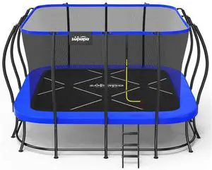 Zupapa Square Rectangle Trampoline 2000LBS Capacity No-Gap Design 14X14FT Outdoor Trampoline with Safety Net and Non-Slip Ladder 10-Year Quality Assurance Perfect for Backyard Fun Zupapa Square Rectangle Trampoline 2000LBS Capacity No-Gap Design 14X14FT Outdoor Trampoline with Safety Net and Non-Slip Ladder 10-Year Quality Assurance Perfect for Backyard Fun