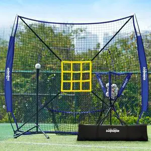 Zupapa Baseball Softball Practice Combo - 7 X 7 Feet Net Tee Caddy 12 Pack Baseballs Set, Upgraded Vivid Strike Zone, Baseball Backstop Practice Net for Hitting Pitching Batting Catching Zupapa Baseball Softball Practice Combo - 7 X 7 Feet Net Tee Caddy 12 Pack Baseballs Set, Upgraded Vivid Strike Zone, Baseball Backstop Practice Net for Hitting Pitching Batting Catching