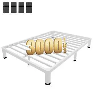 MAF 7 Inch Full Size Metal Platform Bed Frame White with Round Corner Legs | Mattress Slide Stopper, 3000 LBS Heavy Duty Steel Slats Support, Noise Free, No Box Spring Needed, Easy Assembly, Anti-Slip MAF 7 Inch Full Size Metal Platform Bed Frame White with Round Corner Legs | Mattress Slide Stopper, 3000 LBS Heavy Duty Steel Slats Support, Noise Free, No Box Spring Needed, Easy Assembly, Anti-Slip