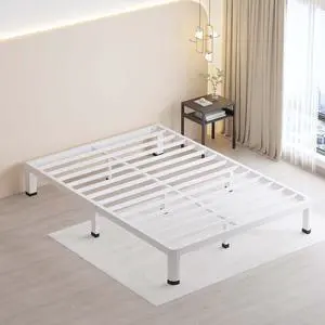 MAF 10 Inch Full Bed Frame White with Round Corner Legs and Mattress Baffle | No Box Spring Needed, Heavy Duty Metal Platform Bed Frame, 3000 LBS Steel Slats Support, Easy Assembly, Noise Free MAF 10 Inch Full Bed Frame White with Round Corner Legs and Mattress Baffle | No Box Spring Needed, Heavy Duty Metal Platform Bed Frame, 3000 LBS Steel Slats Support, Easy Assembly, Noise Free