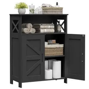 Homhedy Farmhouse Bathroom Storage Cabinet with Doors, Small Floor Cabinet | Toilet Paper Cabinet with Adjustable Shelf, Freestanding Storage Cabinet for Kitchen/Laundry/Living Room, 24"W, Black Homhedy Farmhouse Bathroom Storage Cabinet with Doors, Small Floor Cabinet | Toilet Paper Cabinet with Adjustable Shelf, Freestanding Storage Cabinet for Kitchen/Laundry/Living Room, 24"W, Black