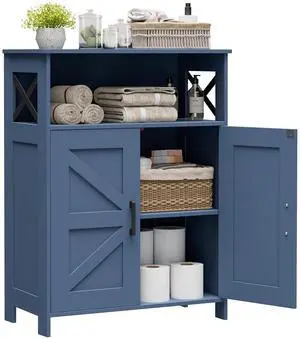 Homhedy Farmhouse Bathroom Storage Cabinet with Doors, Small Floor Cabinet | Toilet Paper Cabinet with Adjustable Shelf, Freestanding Storage Cabinet for Kitchen/Laundry/Living Room, 24"W, Blue Homhedy Farmhouse Bathroom Storage Cabinet with Doors, Small Floor Cabinet | Toilet Paper Cabinet with Adjustable Shelf, Freestanding Storage Cabinet for Kitchen/Laundry/Living Room, 24"W, Blue