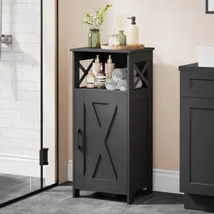 Homhedy Farmhouse Bathroom Storage Cabinet with Doors, Small Floor Cabinet | Toilet Paper Cabinet with Adjustable Shelf, Freestanding Storage Cabinet for Kitchen/Laundry/Living Room, 14"W, Black Homhedy Farmhouse Bathroom Storage Cabinet with Doors, Small Floor Cabinet | Toilet Paper Cabinet with Adjustable Shelf, Freestanding Storage Cabinet for Kitchen/Laundry/Living Room, 14"W, Black
