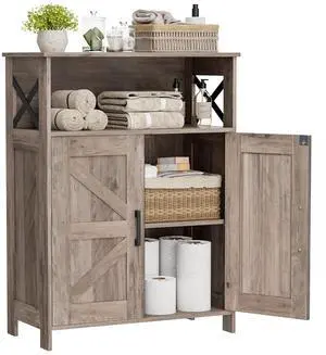 Homhedy Farmhouse Bathroom Storage Cabinet with Doors, Small Floor Cabinet | Toilet Paper Cabinet with Adjustable Shelf, Freestanding Storage Cabinet for Kitchen/Laundry/Living Room, 24"W, Greige Homhedy Farmhouse Bathroom Storage Cabinet with Doors, Small Floor Cabinet | Toilet Paper Cabinet with Adjustable Shelf, Freestanding Storage Cabinet for Kitchen/Laundry/Living Room, 24"W, Greige