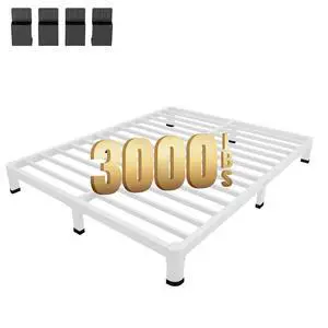 MAF 4 Inch King Metal Platform Bed Frame White with Round Corner Legs | Mattress Slide Stopper, 3000 LBS Heavy Duty Steel Slats Support, Noise Free, No Box Spring Needed, Easy Assembly, Anti-Slip MAF 4 Inch King Metal Platform Bed Frame White with Round Corner Legs | Mattress Slide Stopper, 3000 LBS Heavy Duty Steel Slats Support, Noise Free, No Box Spring Needed, Easy Assembly, Anti-Slip