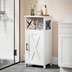 Homhedy Farmhouse Bathroom Storage Cabinet with Doors, Small Floor Cabinet | Toilet Paper Cabinet with Adjustable Shelf, Freestanding Storage Cabinet for Kitchen/Laundry/Living Room, 14"W, White Homhedy Farmhouse Bathroom Storage Cabinet with Doors, Small Floor Cabinet | Toilet Paper Cabinet with Adjustable Shelf, Freestanding Storage Cabinet for Kitchen/Laundry/Living Room, 14"W, White
