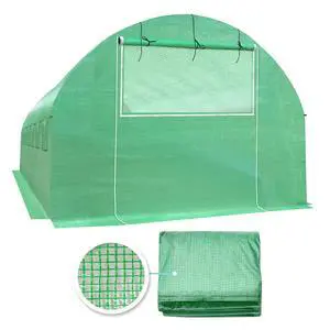 YardGrow Greenhouse Replacement Cover Larger Walk in Outdoor Plant Gardening Greenhouse, 2-Doors with 2 Mesh Windows, Frame Does NOT Included (26'x10'x7') YardGrow Greenhouse Replacement Cover Larger Walk in Outdoor Plant Gardening Greenhouse, 2-Doors with 2 Mesh Windows, Frame Does NOT Included (26'x10'x7')