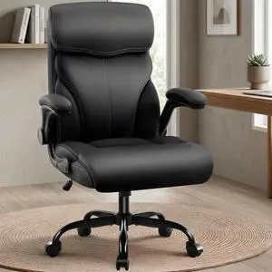 AreShark Executive Office Chair - 400lbs Heavy Duty Ergonomic Desk Chair with Comfy Cushion, High Back Breathable Leather Computer Chair with Flip-up Arms & Rocking Function for Home Office AreShark Executive Office Chair - 400lbs Heavy Duty Ergonomic Desk Chair with Comfy Cushion, High Back Breathable Leather Computer Chair with Flip-up Arms & Rocking Function for Home Office