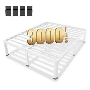 MAF 12 Inch Queen Metal Platform Bed Frame White with Round Corner Legs | Mattress Baffle, 3000 LBS Heavy Duty Steel Slat Support, Noise Free, No Box Spring Needed, Easy Assembly, 10.4" Storage Space MAF 12 Inch Queen Metal Platform Bed Frame White with Round Corner Legs | Mattress Baffle, 3000 LBS Heavy Duty Steel Slat Support, Noise Free, No Box Spring Needed, Easy Assembly, 10.4" Storage Space