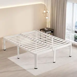 MAF 20 Inch King Bed Frame White with Round Corner Legs Mattress Stopper | No Box Spring Needed, Heavy Duty Metal Platform Bed Frames, 18.6" Storage Space, 3000 LBS Steel Slats Support, Easy Assembly MAF 20 Inch King Bed Frame White with Round Corner Legs Mattress Stopper | No Box Spring Needed, Heavy Duty Metal Platform Bed Frames, 18.6" Storage Space, 3000 LBS Steel Slats Support, Easy Assembly