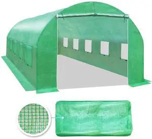 YardGrow Greenhouse Replacement Cover Larger Walk in Outdoor Plant Gardening Greenhouse (Frame Does NOT Included) (Green, 24.6'x10'x7') YardGrow Greenhouse Replacement Cover Larger Walk in Outdoor Plant Gardening Greenhouse (Frame Does NOT Included) (Green, 24.6'x10'x7')