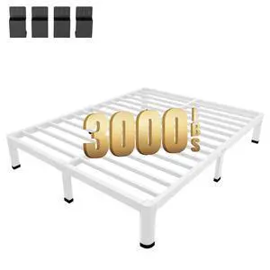 MAF 7 Inch King Metal Platform Bed Frame White with Round Corner Legs | Mattress Slide Stopper, 3000 LBS Heavy Duty Steel Slats Support, Noise Free, No Box Spring Needed, Easy Assembly, Anti-Slip MAF 7 Inch King Metal Platform Bed Frame White with Round Corner Legs | Mattress Slide Stopper, 3000 LBS Heavy Duty Steel Slats Support, Noise Free, No Box Spring Needed, Easy Assembly, Anti-Slip