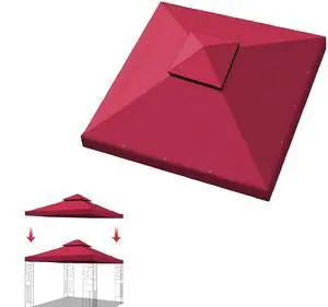 YardGrow 10x10 FT Gazebo Replacement Canopy Top Cover 2-Tiered Upgraded Patio Sunshade UV Protection, Canopy Cover ONLY (Burgundy) YardGrow 10x10 FT Gazebo Replacement Canopy Top Cover 2-Tiered Upgraded Patio Sunshade UV Protection, Canopy Cover ONLY (Burgundy)
