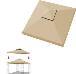 YardGrow 10x10 FT Gazebo Replacement Canopy Top Cover 2-Tiered Upgraded Patio Sunshade UV Protection, Canopy Cover ONLY (Beige) YardGrow 10x10 FT Gazebo Replacement Canopy Top Cover 2-Tiered Upgraded Patio Sunshade UV Protection, Canopy Cover ONLY (Beige)