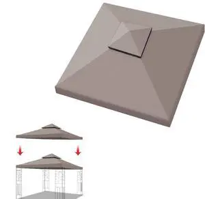 YardGrow 10x10 FT Gazebo Replacement Canopy Top Cover 2-Tiered Upgraded Patio Sunshade UV Protection, Canopy Cover ONLY (Taupe) YardGrow 10x10 FT Gazebo Replacement Canopy Top Cover 2-Tiered Upgraded Patio Sunshade UV Protection, Canopy Cover ONLY (Taupe)