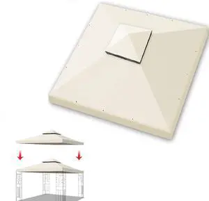 YardGrow 10x10 FT Gazebo Replacement Canopy Top Cover 2-Tiered Upgraded Patio Sunshade UV Protection, Canopy Cover ONLY (Ecru) YardGrow 10x10 FT Gazebo Replacement Canopy Top Cover 2-Tiered Upgraded Patio Sunshade UV Protection, Canopy Cover ONLY (Ecru)