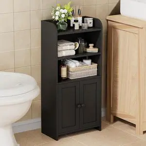 Homhedy Small Bathroom Storage Cabinet, Toilet Paper Storage Cabinet | Bathroom Floor Cabinet with Doors and Shelves, Bathroom Organizers for Small Spaces, 7.9" D x 14.6" W x 31" H, Black Homhedy Small Bathroom Storage Cabinet, Toilet Paper Storage Cabinet | Bathroom Floor Cabinet with Doors and Shelves, Bathroom Organizers for Small Spaces, 7.9" D x 14.6" W x 31" H, Black