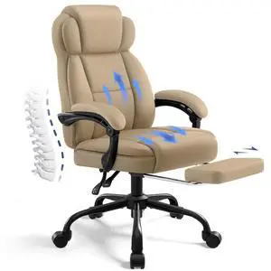 AreShark Ergonomic Office Chair with Footrest,PU Leather Executive Desk Chair Padded Linkage Armrests,Lumbar Support,Swivel Computer Chair for Home Office & Gaming,Khaki AreShark Ergonomic Office Chair with Footrest,PU Leather Executive Desk Chair Padded Linkage Armrests,Lumbar Support,Swivel Computer Chair for Home Office & Gaming,Khaki