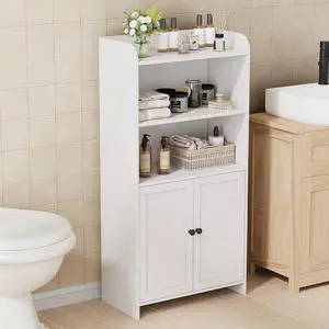 Homhedy Small Bathroom Storage Cabinet, Toilet Paper Storage Cabinet | Bathroom Floor Cabinet with Doors and Shelves, Bathroom Organizers for Small Spaces, 9.8" D x 19.7" W x 39.9" H, White Homhedy Small Bathroom Storage Cabinet, Toilet Paper Storage Cabinet | Bathroom Floor Cabinet with Doors and Shelves, Bathroom Organizers for Small Spaces, 9.8" D x 19.7" W x 39.9" H, White