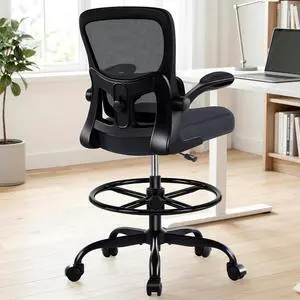 AreShark Drafting Chair - Ergonomic Tall Office Chair with Lumbar Support and FILP-up Armrests - High Standing Desk Chair Breathable Mesh with Adjustable Footrest Ring and Height for Home Office AreShark Drafting Chair - Ergonomic Tall Office Chair with Lumbar Support and FILP-up Armrests - High Standing Desk Chair Breathable Mesh with Adjustable Footrest Ring and Height for Home Office