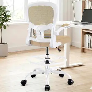 AreShark Drafting Chair - Ergonomic Tall Office Chair with Lumbar Support and Flip-up Armrests - High Standing Desk Chair Breathable Mesh with Adjustable Footrest Ring and Height for Home Office AreShark Drafting Chair - Ergonomic Tall Office Chair with Lumbar Support and Flip-up Armrests - High Standing Desk Chair Breathable Mesh with Adjustable Footrest Ring and Height for Home Office