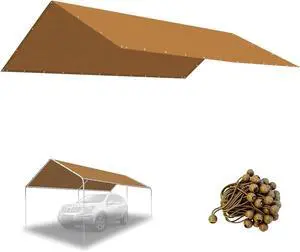 YardGrow 10'x20' Carport Replacement Canopy Cover for Tent Car Shelter Top Tarp Cover w/Bungees, Carport Canopy Top Replacement Cover ONLY (Tan) YardGrow 10'x20' Carport Replacement Canopy Cover for Tent Car Shelter Top Tarp Cover w/Bungees, Carport Canopy Top Replacement Cover ONLY (Tan)