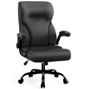 Executive Office Chair,High Back Ergonomic Comfy Desk Chair with Padded Flip-up Armrests and Wheels,PU Leather Heavy Duty Computer Swivel Rolling Task Chair for Home Office,Adults,Black Executive Office Chair,High Back Ergonomic Comfy Desk Chair with Padded Flip-up Armrests and Wheels,PU Leather Heavy Duty Computer Swivel Rolling Task Chair for Home Office,Adults,Black