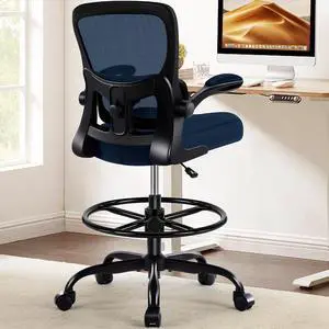AreShark Drafting Office Chair - Ergonomic Tall Office Chair with Adjustable Footrest Ring - Counter Height Adjustable Rolling Standing Desk Chair with Lumbar Support and Flip-up Armrests for Home AreShark Drafting Office Chair - Ergonomic Tall Office Chair with Adjustable Footrest Ring - Counter Height Adjustable Rolling Standing Desk Chair with Lumbar Support and Flip-up Armrests for Home