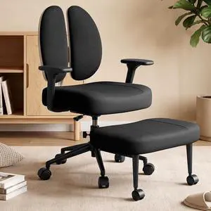 Criss Cross Office Chair - Ergonomic Cross Legged Office Chair with 3D Armrest &Dual Back Support - Wide Desk Chair with Stretchable Rotating Footrest for Yoga Kneeling Meditation Home Office Criss Cross Office Chair - Ergonomic Cross Legged Office Chair with 3D Armrest &Dual Back Support - Wide Desk Chair with Stretchable Rotating Footrest for Yoga Kneeling Meditation Home Office