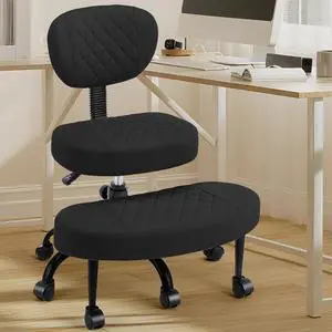 AreShark Cross Legged Office Chair with Wheels, Kneeling Meditation Wide Criss Cross Swivel Ergonomic Chair with Back Support&Adjustable Height, ADHD Stool with Rotating Footrest for Yoga Home Office AreShark Cross Legged Office Chair with Wheels, Kneeling Meditation Wide Criss Cross Swivel Ergonomic Chair with Back Support&Adjustable Height, ADHD Stool with Rotating Footrest for Yoga Home Office