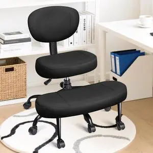 AreShark Cross Legged Office Chair with Wheels, Kneeling Meditation Wide Criss Cross Swivel Ergonomic Chair with Back Support&Adjustable Height, ADHD Stool with Rotating Footrest for Yoga Home Office AreShark Cross Legged Office Chair with Wheels, Kneeling Meditation Wide Criss Cross Swivel Ergonomic Chair with Back Support&Adjustable Height, ADHD Stool with Rotating Footrest for Yoga Home Office