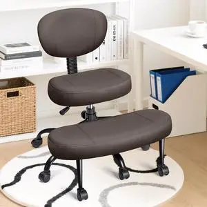 AreShark Cross Legged Office Chair with Wheels, Kneeling Meditation Wide Criss Cross Swivel Ergonomic Chair with Back Support&Adjustable Height, ADHD Stool with Rotating Footrest for Yoga Home Office AreShark Cross Legged Office Chair with Wheels, Kneeling Meditation Wide Criss Cross Swivel Ergonomic Chair with Back Support&Adjustable Height, ADHD Stool with Rotating Footrest for Yoga Home Office