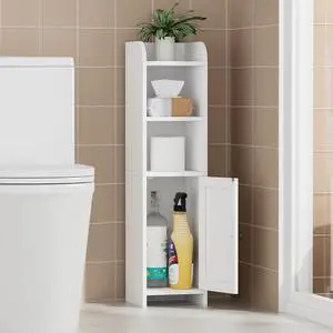 Homhedy Small Bathroom Storage Cabinet, Narrow Toilet Paper Cabinet | Corner Floor Cabinet with Door and Shelves, Slim Bathroom Cabinet for Small Spaces, 9.8" D x 7.9" W x 31" H, White Homhedy Small Bathroom Storage Cabinet, Narrow Toilet Paper Cabinet | Corner Floor Cabinet with Door and Shelves, Slim Bathroom Cabinet for Small Spaces, 9.8" D x 7.9" W x 31" H, White