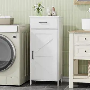 Homhedy Bathroom Storage Cabinet with Drawer & Adjustable Shelf | Freestanding Storage Cabinet for Bathroom, Entryway, Living Room & Kitchen, White, 15.7"W Homhedy Bathroom Storage Cabinet with Drawer & Adjustable Shelf | Freestanding Storage Cabinet for Bathroom, Entryway, Living Room & Kitchen, White, 15.7"W