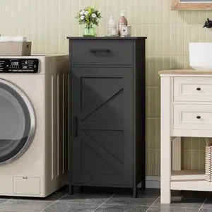 Homhedy Bathroom Storage Cabinet with Drawer & Adjustable Shelf | Freestanding Storage Cabinet for Bathroom, Entryway, Living Room & Kitchen, Black, 15.7"W Homhedy Bathroom Storage Cabinet with Drawer & Adjustable Shelf | Freestanding Storage Cabinet for Bathroom, Entryway, Living Room & Kitchen, Black, 15.7"W