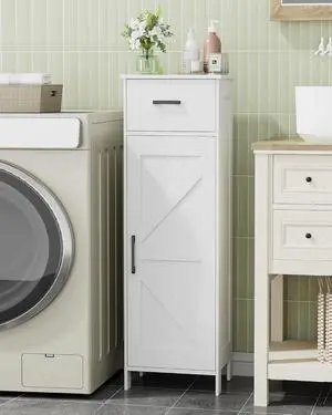 Homhedy Bathroom Storage Cabinet with Drawer & Adjustable Shelf | Freestanding Storage Cabinet for Bathroom, Entryway, Living Room & Kitchen, White, 11.8"W Homhedy Bathroom Storage Cabinet with Drawer & Adjustable Shelf | Freestanding Storage Cabinet for Bathroom, Entryway, Living Room & Kitchen, White, 11.8"W