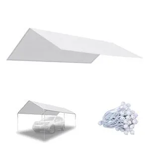 YardGrow 10'x20' Carport Replacement Canopy Cover for Tent Car Shelter Top Tarp Cover w/Bungees, Carport Canopy Top Replacement Cover ONLY (White) YardGrow 10'x20' Carport Replacement Canopy Cover for Tent Car Shelter Top Tarp Cover w/Bungees, Carport Canopy Top Replacement Cover ONLY (White)