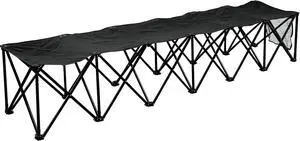 YardGrow 6 Seater Portable Folding Team Sports Sideline Bench Chairs for Camping Outdoor Waterproof (Black) YardGrow 6 Seater Portable Folding Team Sports Sideline Bench Chairs for Camping Outdoor Waterproof (Black)