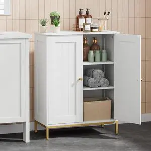 Homhedy Bathroom Storage Cabinet, Freestanding Floor Cabinet, White | Bathroom Organizers and Storage, Adjustable Shelves, Small Cabinet for Bathroom Living Room Laundry Room Homhedy Bathroom Storage Cabinet, Freestanding Floor Cabinet, White | Bathroom Organizers and Storage, Adjustable Shelves, Small Cabinet for Bathroom Living Room Laundry Room