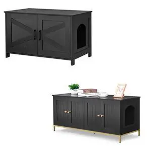 Homhedy 31.5" L Cat Litter Box Enclosure and Modern Style 47.2L Cat Litter Box Enclosure for 2 Cats Homhedy 31.5" L Cat Litter Box Enclosure and Modern Style 47.2L Cat Litter Box Enclosure for 2 Cats