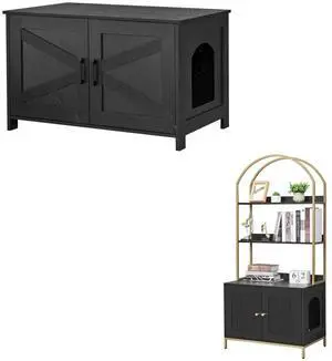 Homhedy Cat Litter Box Enclosure and Cat Litter Box Enclosure wtih 2-Tier Storage Shelves Homhedy Cat Litter Box Enclosure and Cat Litter Box Enclosure wtih 2-Tier Storage Shelves