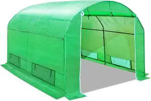YardGrow 10' x7' x6' Tunnel Greenhouse Large Greenhouse Walk in Outdoor Plant Gardening Hot Greenhouse w/ Roll-up Zippered Entry Door and 4 Roll-up Side Windows YardGrow 10' x7' x6' Tunnel Greenhouse Large Greenhouse Walk in Outdoor Plant Gardening Hot Greenhouse w/ Roll-up Zippered Entry Door and 4 Roll-up Side Windows