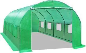YardGrow 20' x10' x7' Tunnel Greenhouse Large Greenhouse Walk in Outdoor Plant Gardening Hot Greenhouse w/ Roll-up Zippered Entry Door and 8 Roll-up Side Windows YardGrow 20' x10' x7' Tunnel Greenhouse Large Greenhouse Walk in Outdoor Plant Gardening Hot Greenhouse w/ Roll-up Zippered Entry Door and 8 Roll-up Side Windows
